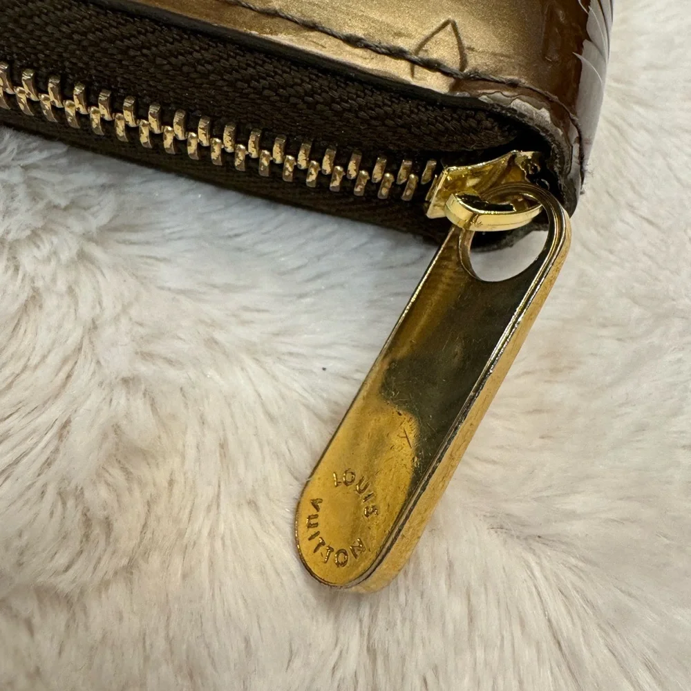 Louis Vuitton Vernis Bronze Long Zippy Wallet Authentic Zip Around Made In Spain - Picture 7 of 16